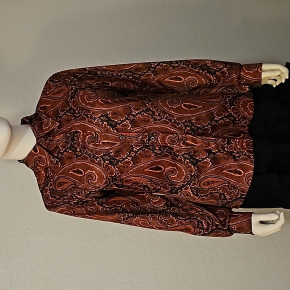 VTG JACK WINTER 1970s Rust Paisley Button Down Long Sleeve Shirt - Picture 3 of 7